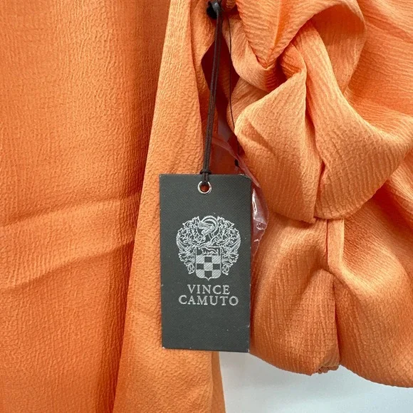 New Vince Camuto Puff Sleeve Top Medium Romantic Cottagecore Orange‎ Feminine - Picture 3 of 10